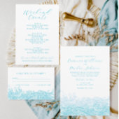 Aqua Blue Ocean Waves Beach bruiloft uitnodiging