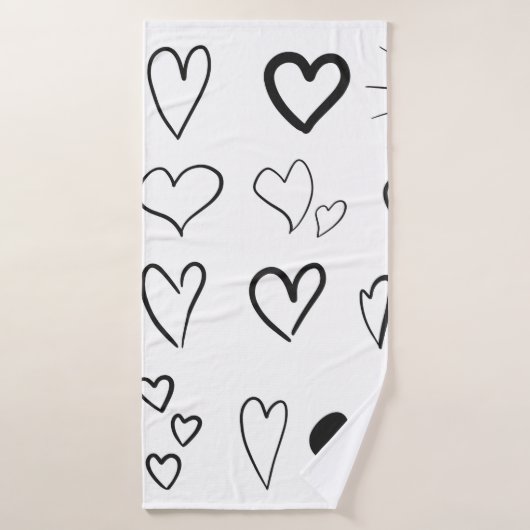 Collection of hand drawn hearts isolated on white  badhanddoek (Badhanddoek)