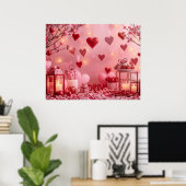 Collection of Pink and Red Hearts on a Modern Wall Poster (Thuiskantoor)