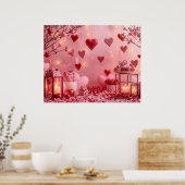 Collection of Pink and Red Hearts on a Modern Wall Poster (Keuken)