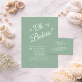 Oh Babies Sage Green Twin Baby Shower Button