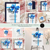 Oh Baby! Elegant Blue Bow Baby shower Kaart