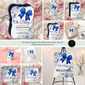 Oh Baby! Elegant Bloemen Blauw Boog Baby shower Informatiekaartje