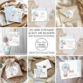 Oh Baby olifant in heteluchtballon Bedankkaart