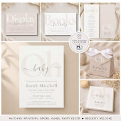 Crème Elegant Script Modern Oh Baby Co Ed Douche Kaart