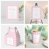 Roze Gingham Meisje Baby shower Bedankt voor het k Ronde Sticker