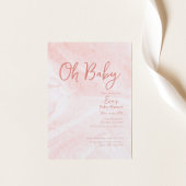Oh Baby Roze Marmeren Meisje Baby shower Uitnodigi Kaart