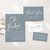 Vet Script Dusty Blue Baby shower Boek Aanvraag Informatiekaartje