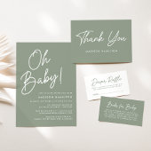Modern OH Baby Script Sage Groen Baby shower Servet