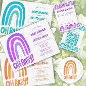 OH BABY SHOWER Sweet Blue Rainbow CUSTOM Informatiekaartje