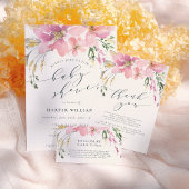 Elegant Spring Waterverf Floral Baby shower Uitnodiging Briefkaart