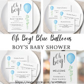 Budget Oh Boy Blue Baby shower Uitnodiging