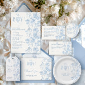 Oh Boy Blue Toile Safari Animal Baby shower Bedankkaart