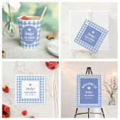 Oh Boy Modern Eenvoudig Blauw Gingham Boy Baby sho Kaart