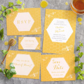 Honey Bee Yellow Custom Wedding Invitation Kaart