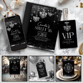 Old Hollywood B & W Chandelier Sweet 16 ID1108 Papieren Bordje