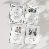 Elegant zwart-wit QR-code-huwelijk met monogram Kaart