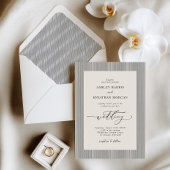 Black Stripes Old Money Wedding Invitation Kaart