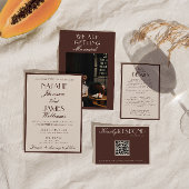 Classy Chocolate Brown Old Money Retro Wedding Kaart