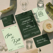 Ouderwets Geld Elegant Donkergroen Chic Bruiloft Menu