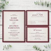 Old Money Modern Formal Burgundy Luxury Wedding Programmakaart (Personaliseer de collectie van deze zelfstandige maker.)