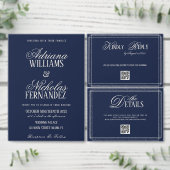 Navy Blue Luxury Wedding RSVP Kaartje (Personaliseer de collectie van deze zelfstandige maker.)