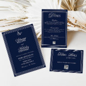 Luxe Navy Blauwe Bruiloft Bedankkaart
