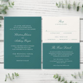 Old Money Teal Classic Wedding Program Handwaaier (Personaliseer de collectie van deze zelfstandige maker.)