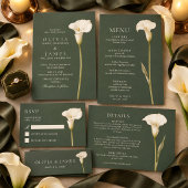 Olijfgroene Calla Lelie Trouwmenu Menu