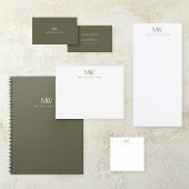 Olijfgroen Eenvoudig Elegant Modern Monogram Post-it® Notes