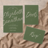 Olijfgroene Retro Moderne Vet Script Foto Bruiloft Save The Date (Personaliseer de collectie van deze zelfstandige maker.)