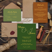 Minimale Olijfgroen en Gouden bruiloft Dank u Cadeaulabel