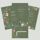 Sage Groene Wildbloemen Bruiloft Details Kaart