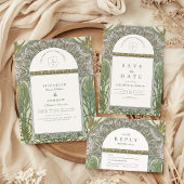 Olive Leaf Arch Art Nouveau bruiloft Kaart