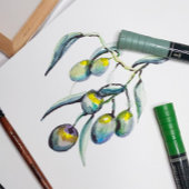 Elegante Olive Waterverf Art Enclosure Kaart