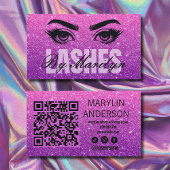 Pink Glitter Lash Technician scanbare QR-code Visitekaartje