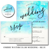 Ombre Waterverf Wedding Table Number Kaarten - bla