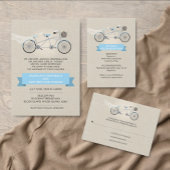 Tandem Donkerblauw Fiets Bruiloft Save the Date Aankondigingskaart