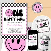 Een gelukkig meisje roze Happy Face Verjaardag Spandoek