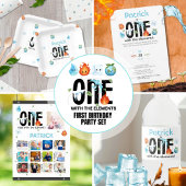 Eentje met de elementen eerste verjaardag uitnodig kaart