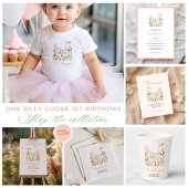 Een Gekke Gans Eerste Verjaardag Meisje Party Sign Spandoek