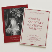 Modern Deep Red Wedding Details Qr Code Informatiekaartje