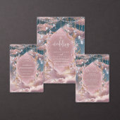 weelderige blauwe roze wolken kalligrafie bruiloft informatiekaartje (Personaliseer de collectie van deze zelfstandige maker.)