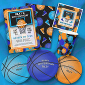 Sinaasappel & Blauwe Basketbalverf Splatter Verjaa Spandoek