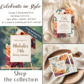 Oranje Bourgogne Herfst Floral Gold Glitter 60th Kaart