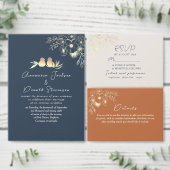 Gold- en marinesurvebruinbruinhuwelijken save the date (Personaliseer de collectie van deze zelfstandige maker.)