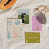 Hand Drawn Coral Romantic Whimsical Wedding Save The Date