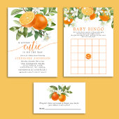 Oranje Citrus Little Cutie on the Way Baby shower Acryl Uitnodigingen