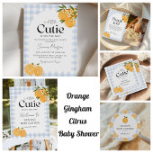 Sinaasappel Gingham Citrus 1e Verjaardag Kaart