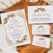 Oranje uitnodiging tot het Baby shower Little Cuti